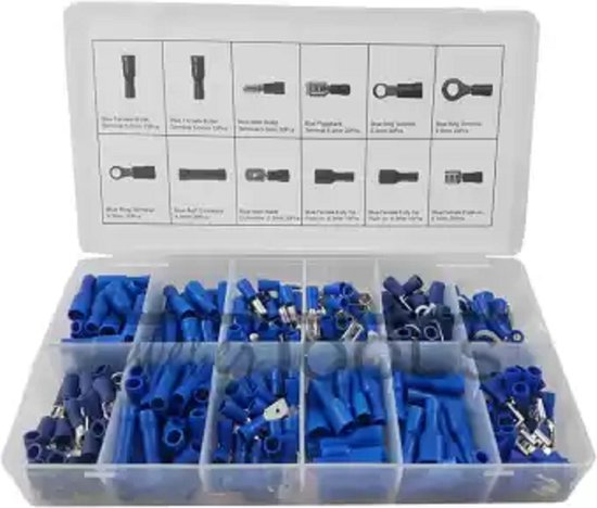 Foto: Assortiment kabelverbinders blauw 280 stuks weber tools professioneel ge soleerde kabelschoentjes assortiment blauw 280 delig