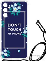 Shockproof Case Geschikt voor Samsung Galaxy A13 5G | A04s Smartphonehoesje met transparante rand Flowers Blue Don't Touch My Phone