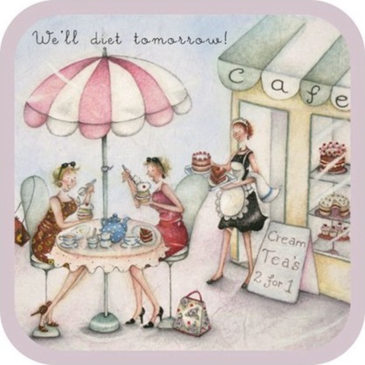 Vierkante onderzetter - We'll Diet Tomorrow