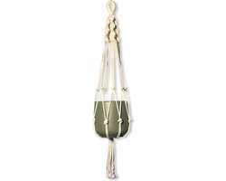 Plantenhanger 'Twisty' - Kies Kleur en lengte - Gebroken Wit - 100 cm lang - Katoenkoord - Geschikt voor Pot met Diameter t/m 25 cm - Handgemaakt in ons Macramé Atelier - Prijs per Stuk - Let op: Exclusief Pot - Inclusief Verzendkosten