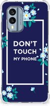 Shockproof Case Nokia X30 Smartphonehoesje met transparante rand Flowers Blue Don't Touch My Phone