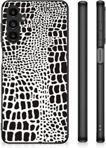 Smartphone Hoesje Geschikt voor Samsung Galaxy A14 5G Beschermhoesje met Zwarte rand Slangenprint