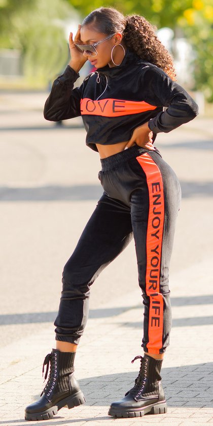Accueil Costume Femme - Jogging Femme - Love Neon Oranje - Harlen - Taille L/XL