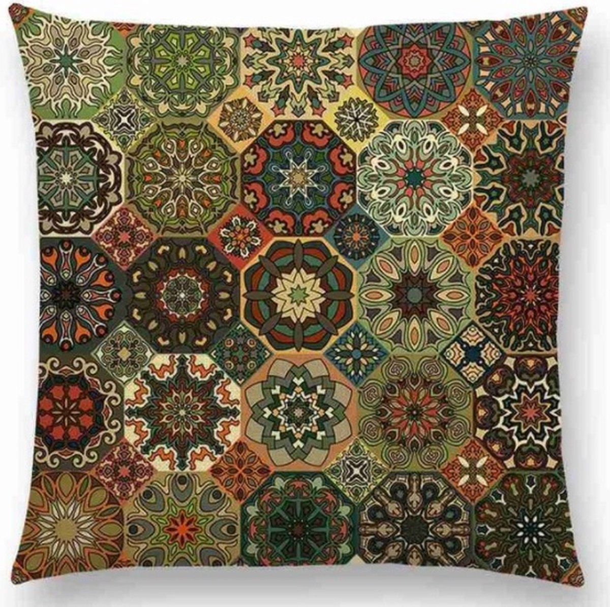 Mandala kussenhoes Green Balls – DUBBELZIJDIG BEDRUKT - Soft Touch – 45x45 cm