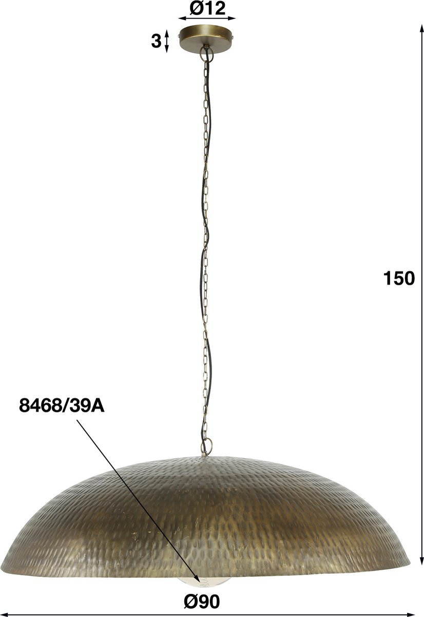 Giga Meubel Hanglamp - Brons Antiek Metaal - 1-LichtsØ90x150cm