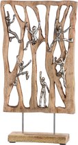 Sculpture regardant plus haut ensemble - aluminium - 9x30x54cm - bois de manguier et aluminium - argent