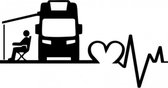camping-car autocollant battement de coeur amour camping amoureusement 20x5 blanc