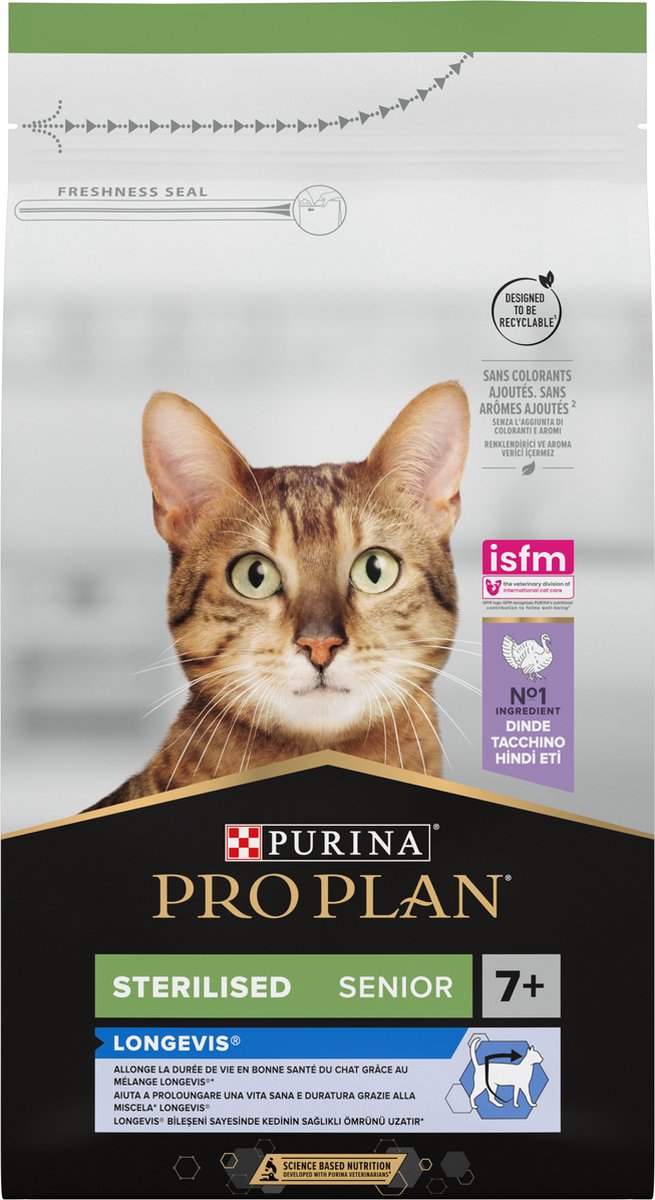 Pro Plan Sterilised Senior 7+ - Kattenvoer - Kalkoen - 6 x 1,5kg