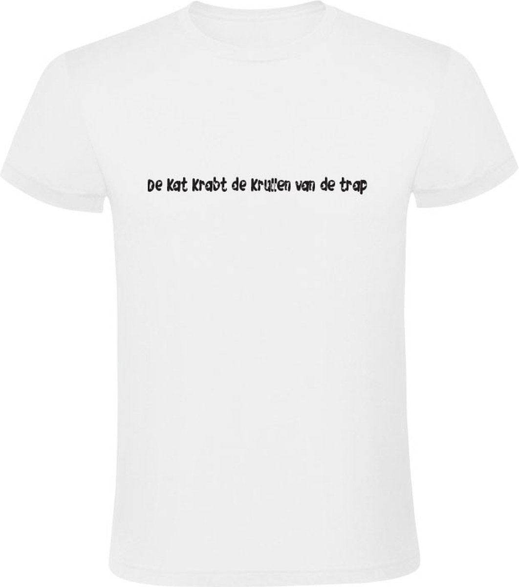 De kat krabt de krullen van de trap Heren Tshirt tongbrekers poes katten