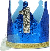 Verjaardagskroon 1 jaar - Verjaardagshoed 1e Verjaardag - Thema: Prins - Feesthoedje baby - Kroon Kindje –