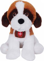 Sint Bernard Hond (Bruin/Wit) Pluche Knuffel 25 cm - reddingshond - reddings sneeuw hond {Boerderij Dieren | Speelgoed Knuffeldier Knuffelbeest voor kinderen jongens meisjes | Dog Animal Plush Toy}