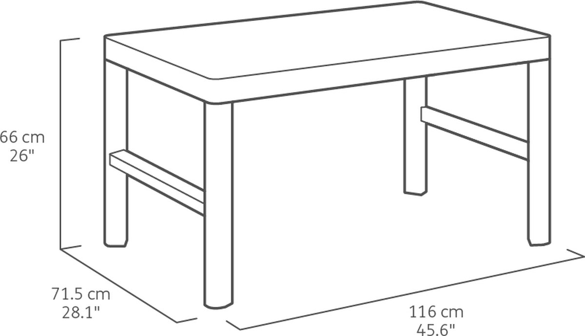 Allibert Lyon Verstelbare Tuintafel - 116x71,5x66/40 cm - Grafiet thumbnail 6