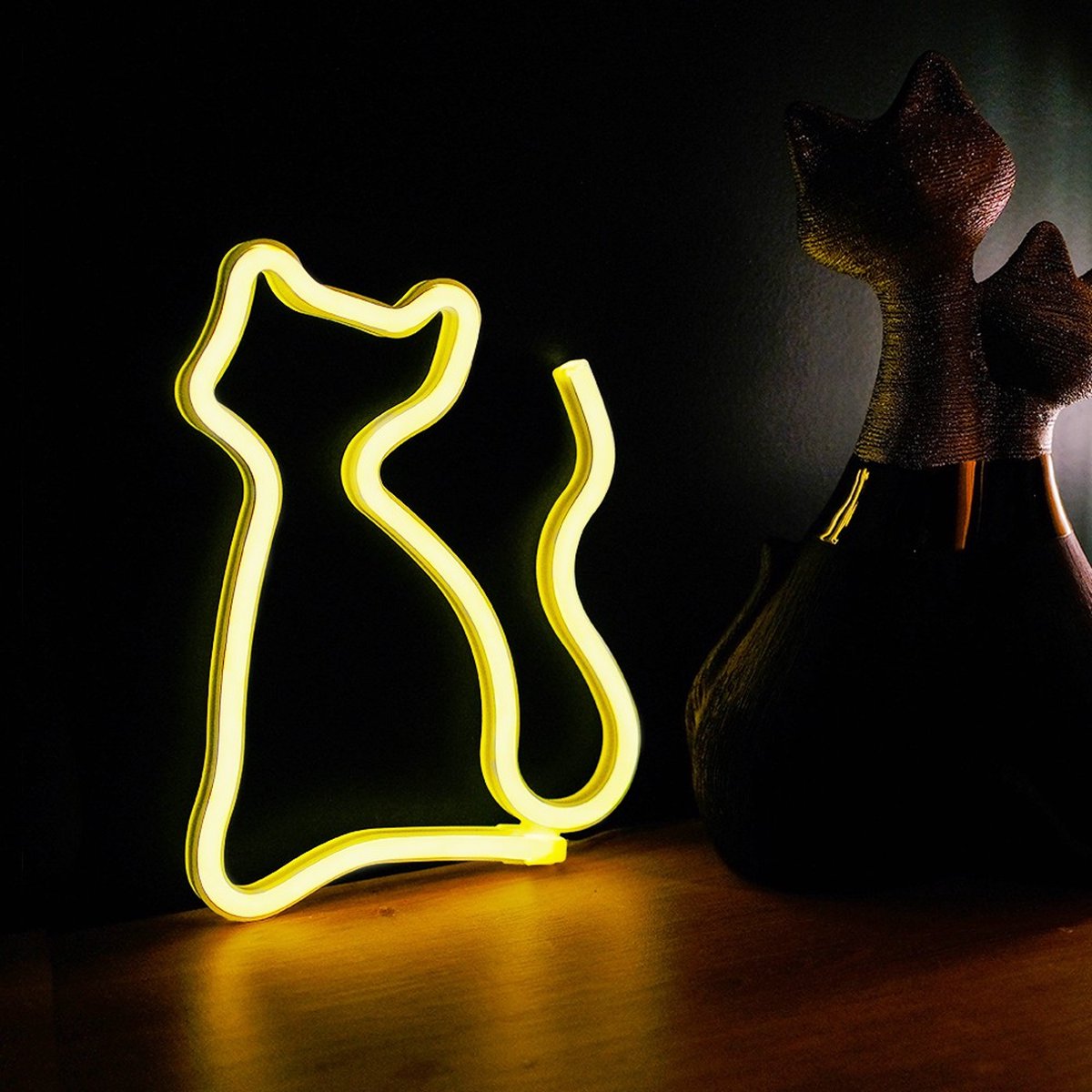 Forever FLNE03 - Neon LED licht Kat Roze Batterij + USB