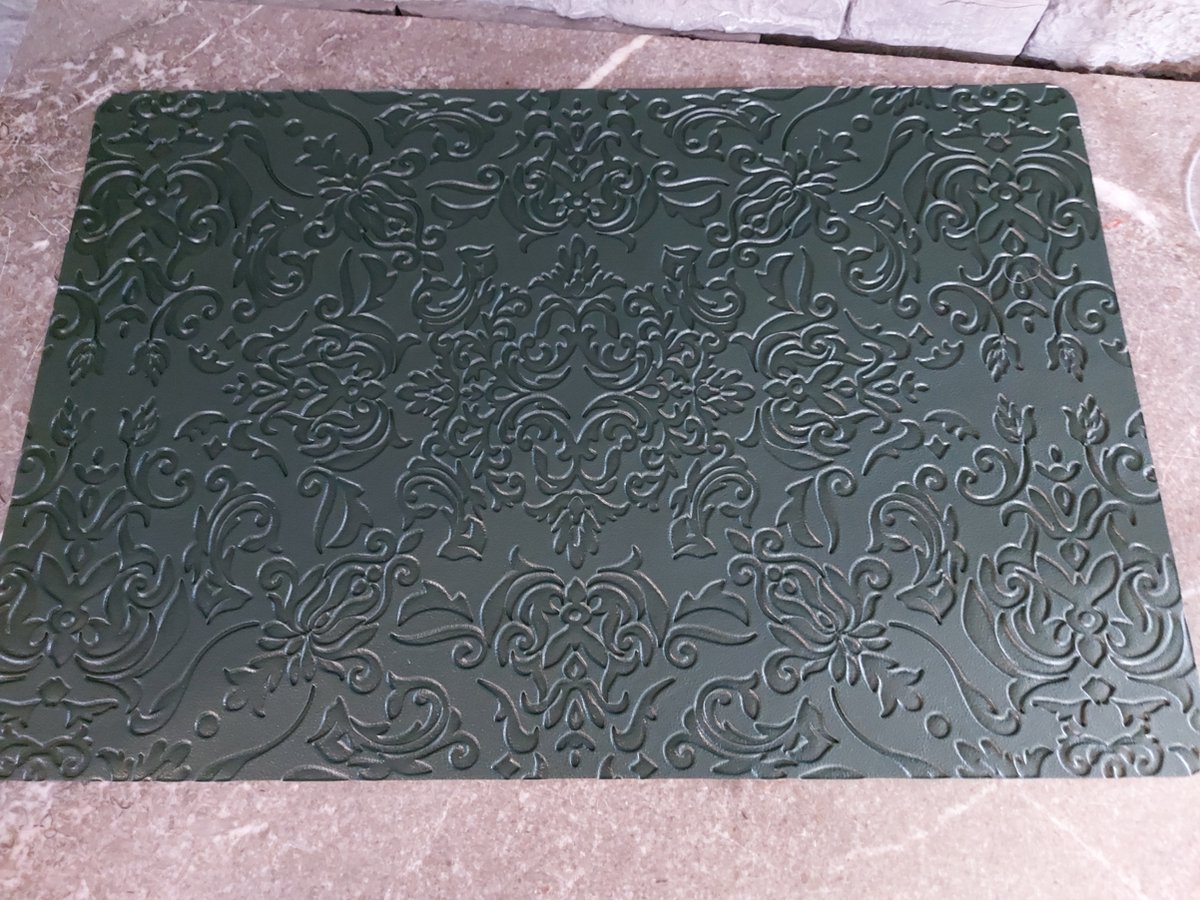 Placemat donker groen met baroc print. Set van 4 Donker groenen placemats