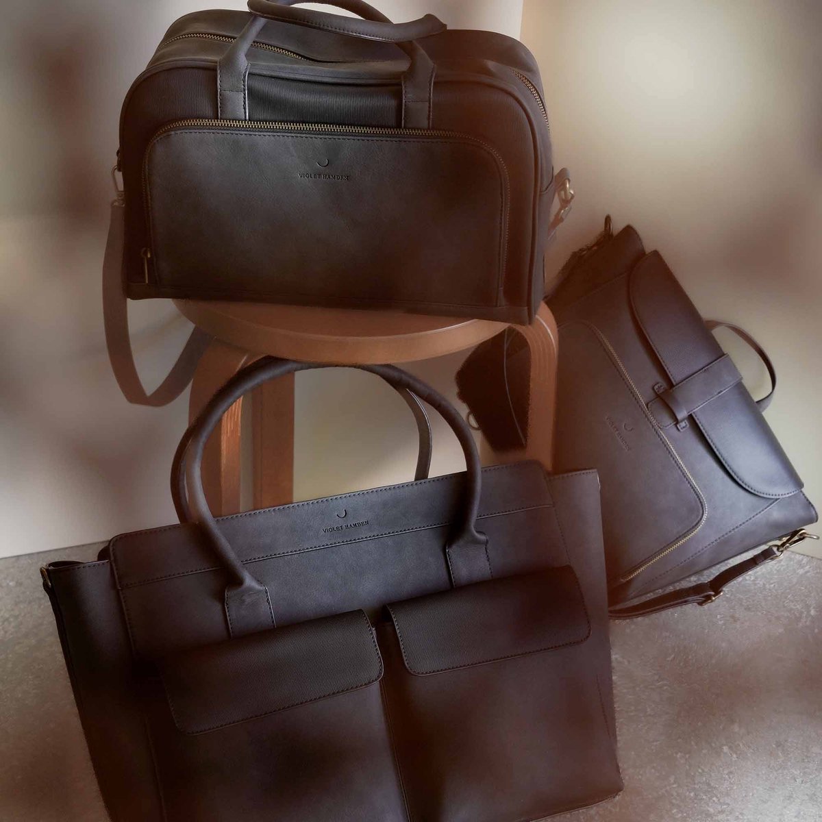 Violet Hamden Essential Bag Dames Rugzak Leer - Zwart