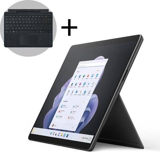 Microsoft Surface Pro 9 - Touchscreen - i5/8GB/256GB - 13 Inch - Graphite + Signature Type Cover - QWERTY - Zwart