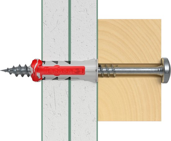 Pluggen en Schroeven set 6mm | 30 stuks fischer® 6x30mm DuoPower pluggen + 30 stuks matzwarte Flowter® 4x40mm schroeven | Muurpluggen 6 mm en schroeven 4mm | Pluggen en schroeven assortiment