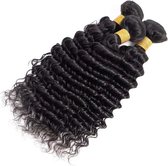 Water Curl - 18 inch, 45 cm - Weave Haar Extensions - natuurlijk zwart - 1 bundel - One Donor - 100% Echt Haar