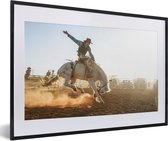 Fotolijst incl. Poster - Paard - Cowboy - Stof - 60x40 cm - Posterlijst