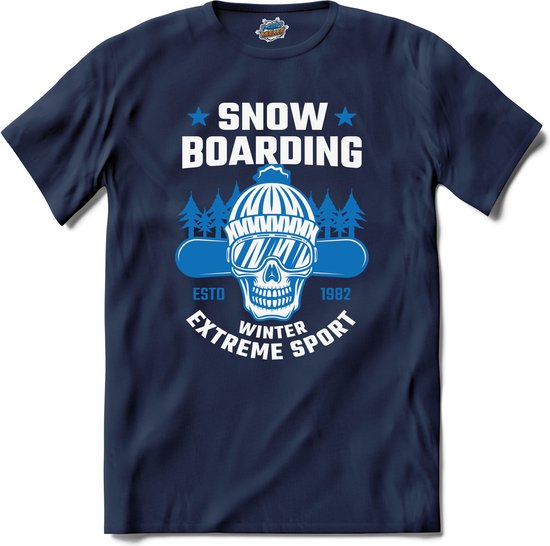 Winter Extreme Sport | Snowboarden - Bier - Winter sport - T-Shirt - Unisex - Navy Blue - Maat M