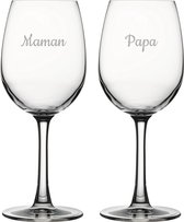 Witte wijnglas gegraveerd - 36cl - Maman & Papa
