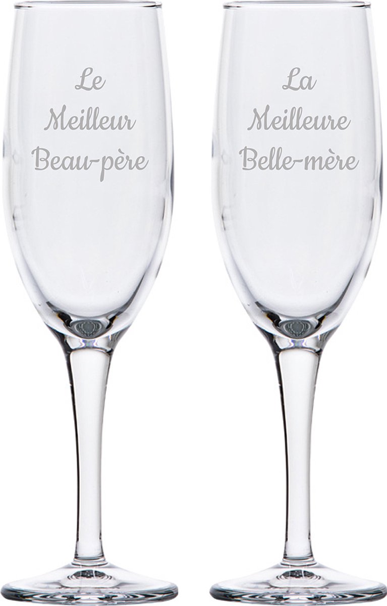 Champagneglas gegraveerd - 16,5cl - Le Meilleur Beau-père & La Meilleure Belle-mère