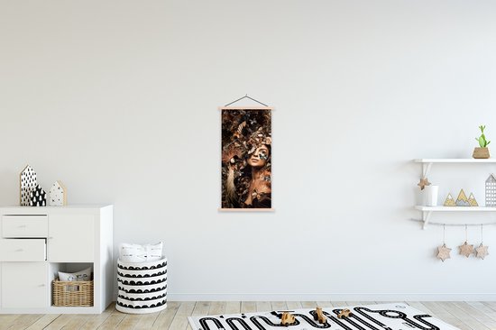 Porte-affiche avec affiche - Affiche scolaire - Luxe - Femme - Animaux - Papillons - Vogels - 40x80 cm - Lattes vierges