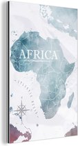 Wanddecoratie Metaal - Aluminium Schilderij Industrieel - Wereldkaart - Afrika - Blauw - 120x180 cm - Dibond - Foto op aluminium - Industriële muurdecoratie - Voor de woonkamer/slaapkamer