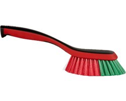 Vikan 524952 Multifunctionele Handborstel - 345 mm - Lange Zachte Polyester Haren - Zwart Polypropyleen met Rood Rubber Grip - Voor Alle Oppervlakken