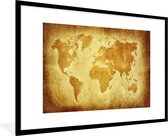 Fotolijst incl. Poster - Wereldkaart - Papyrus - Bruin - Kinderen - Jongens - Meisjes - 90x60 cm - Posterlijst