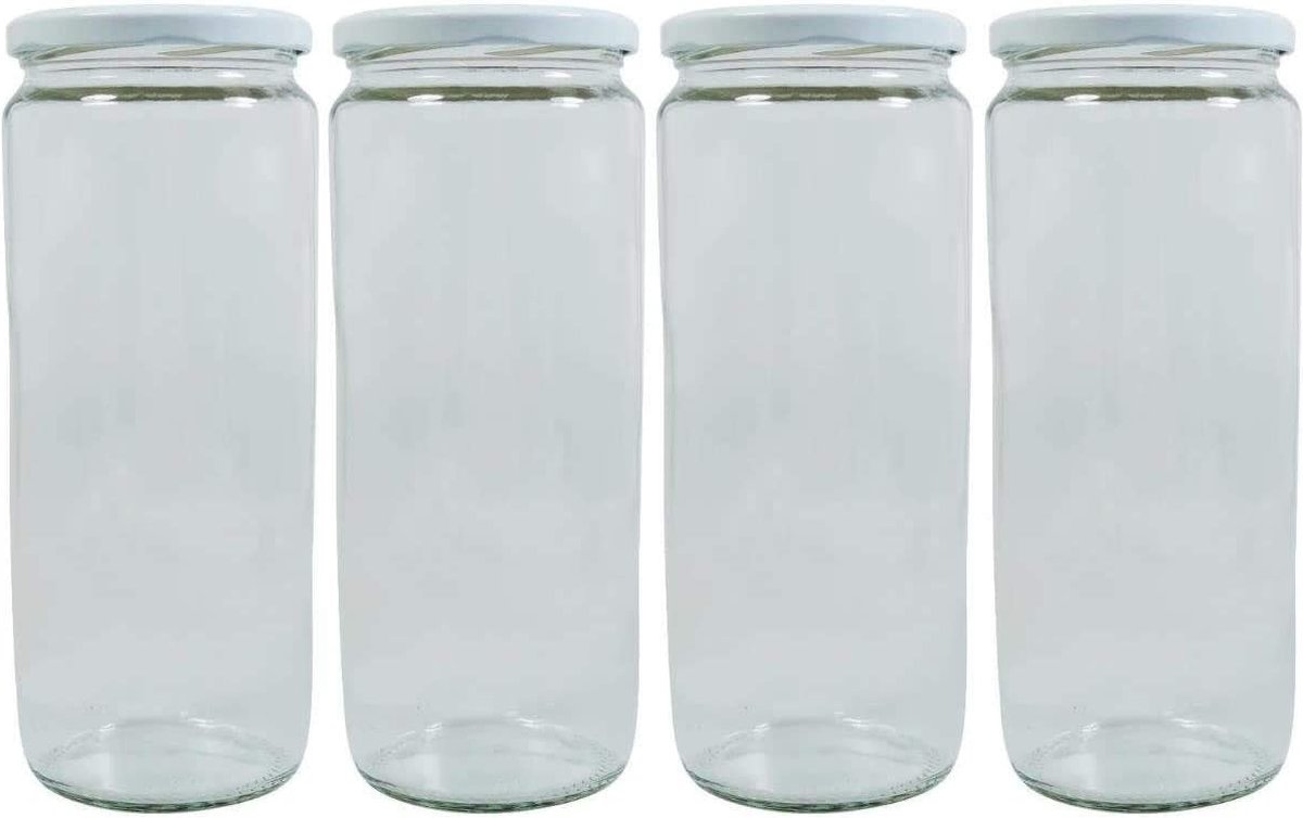 mikken - Lot de 2 bocaux en verre de 1,7 l avec couvercle à vis, bocal en verre  avec étiquettes (blanc). : : Cuisine et Maison