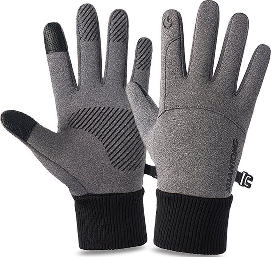 Fleece Handschoenen met Touchscreen bediening – Wind en Waterdicht – Maat M – Grijs