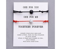WiseGoods Armband voor Koppel - Sieraden - Liefdes Cadeau - Romantisch Cadeau - Relatie Geschenk - Mat Zwart en Wit - 2 Stuks