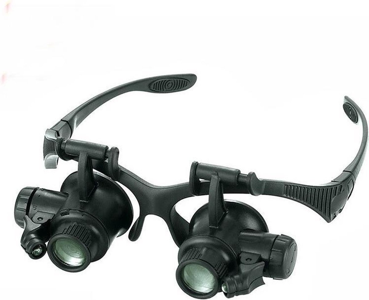 WiseGoods Loepbril met LED Verlichting - Vergrotende Bril met Loep - Loeplamp met 4 Opzetglazen - Vergrootglas - Hobby Brillen - WiseGoods