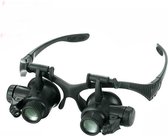 WiseGoods Loepbril met LED Verlichting - Vergrotende Bril met Loep - Loeplamp met 4 Opzetglazen - Vergrootglas - Hobby Brillen