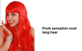 Pruik Sensation rood - Festival thema feest party fun carnaval red