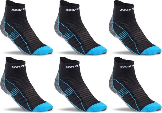 Craft - Lot de 6 - Cool Run Sock - Chaussettes de sport - Unisexe - Zwart avec bleu - Taille 34/36