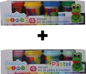 Creative Kids Klei - Set van Basis kleuren Klei - 4 x 55 Gram + Set Pastel Klei - 4 x 55 Gram