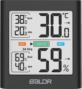 Hygromètre Baldr - Humidimètre - Station météo numérique - Intérieur - Zwart