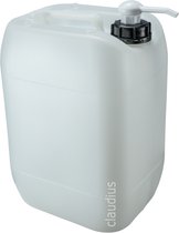 Jerrycan 20 liter met dispenserpomp – handig stapelbaar – UN gekeurd – voor water en gevaarlijke vloeistoffen – inclusief dop – totaal te legen