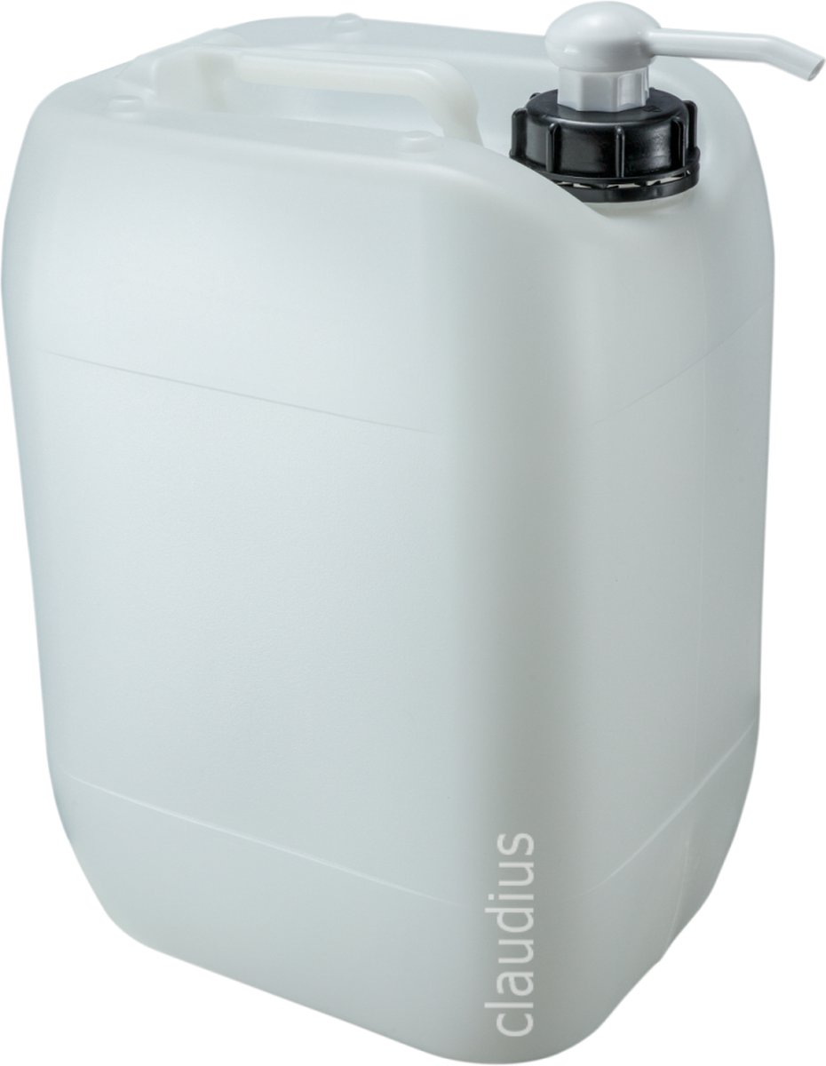 Jerrycan 20 Liter | met dispenserpomp | geschikt voor water | UN gekeurd | benzine | handig stapelbaar | food grade | inclusief dop | totaal te legen | noodpakket