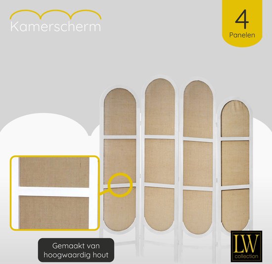 LW Collection Kamerscherm 5 panelen hout bruin 170X200CM - paravent LW Collection Kamerscherm 5 panelen hout bruin 170X200CM - paravent