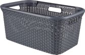 CURVER | Laundry Basket 45 L Rattan Design, Anthracite, 59 x 38 x 27 cm, Plastic