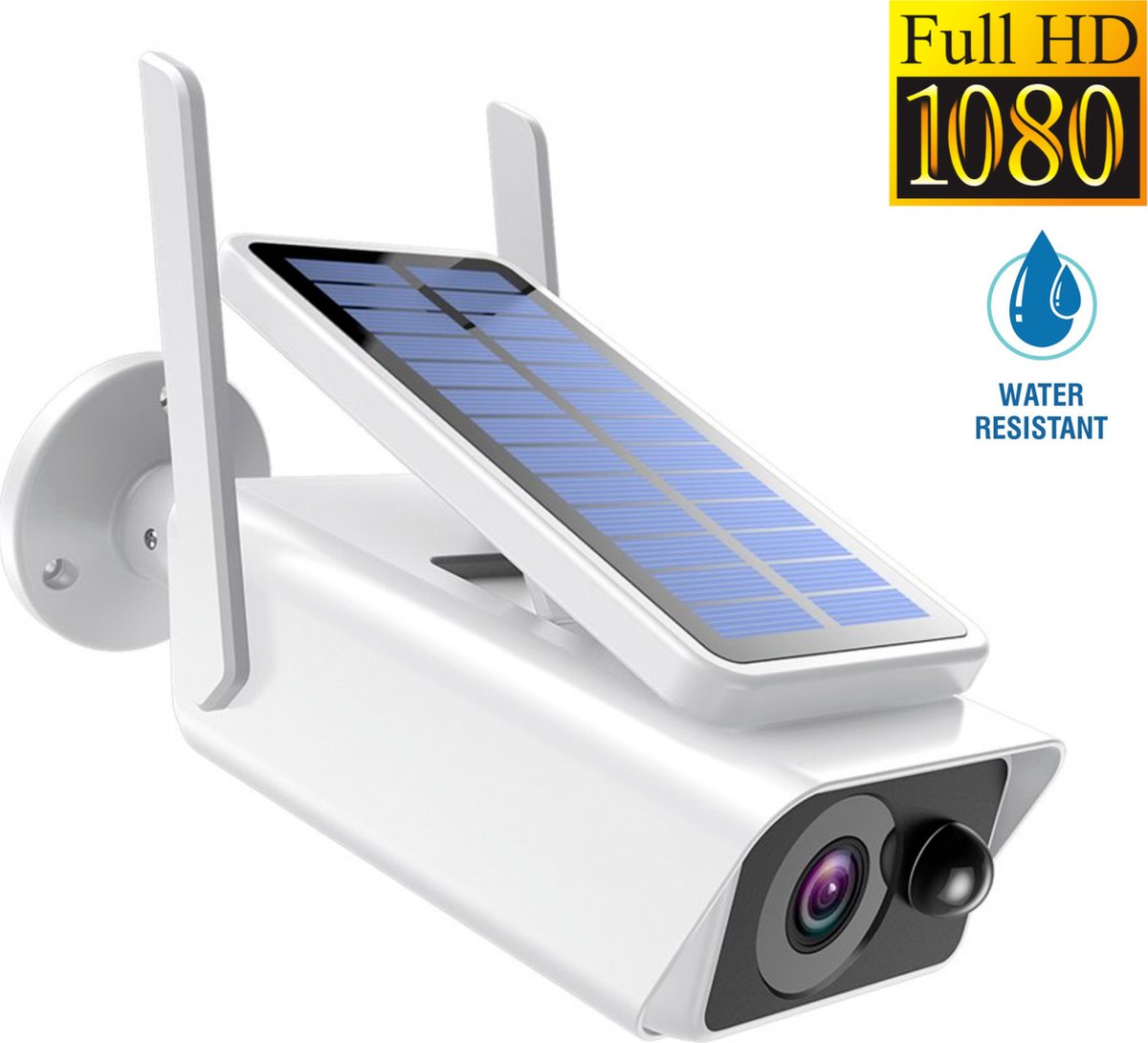 PuroTech IP Beveilingscamera - Buitencamera Met Zonnepaneel - Solar - Op Zonne Energie - Draadloos - Wifi Smart Waterproof IP66 - 1080P HD - Nachtzicht - Met Recorder