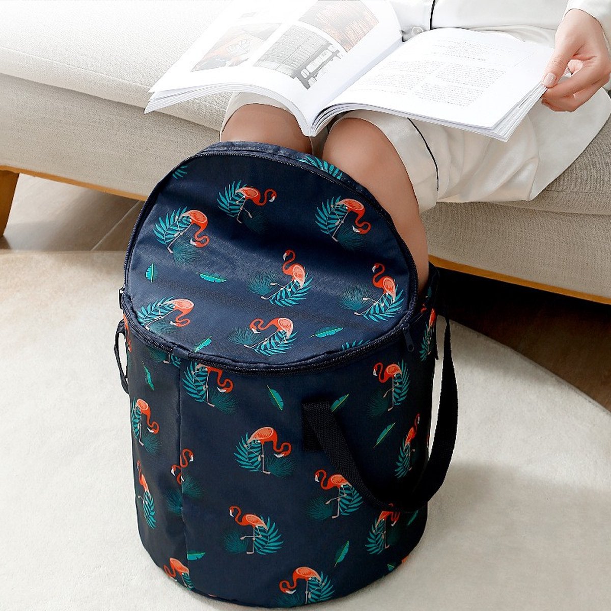 Goedkoopste Opvouwbaar waterdichte bad - met geïntegreerde deksel - geschikt voor voetenbad / kleren wassen / etc-marineblauw