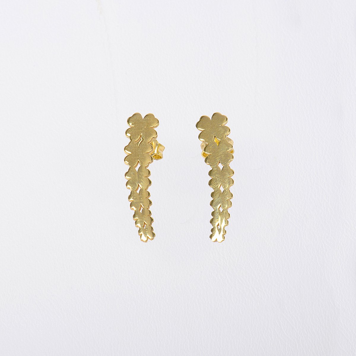 MeYuKu- SIeraden- 14 karaat gouden oorbellen- Klavertje vier