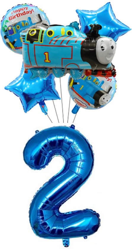 Thomas de trein ballonnen verjaardag 2 jaar - 6 delig - folie ballon