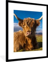 Fotolijst incl. Poster - Schotse Hooglander - Dieren - Gras - 60x80 cm - Posterlijst