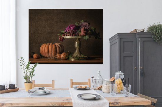 Affiche Nature Morte - Peinture - Raisin - Citrouille - Fruit - 160x120 cm XXL