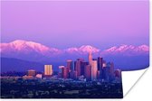 Los Angeles in het paarse avondlicht Poster 90x60 cm - Foto print op Poster (wanddecoratie woonkamer / slaapkamer) / Noord-Amerika Poster